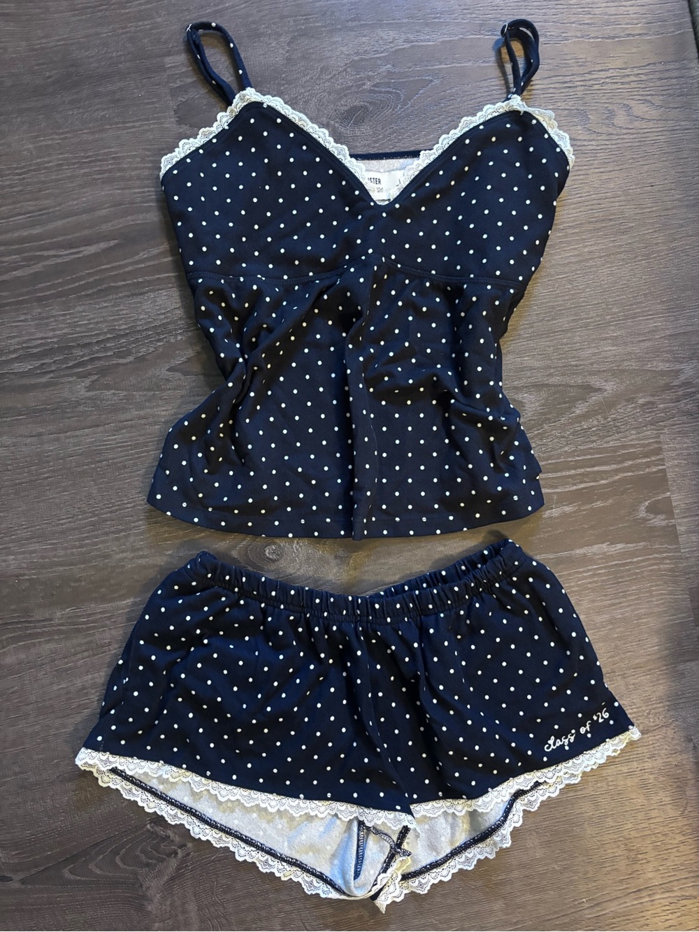 Hollister Always Cozy Class of '26 Lace Trim Pajama Set Size Large
